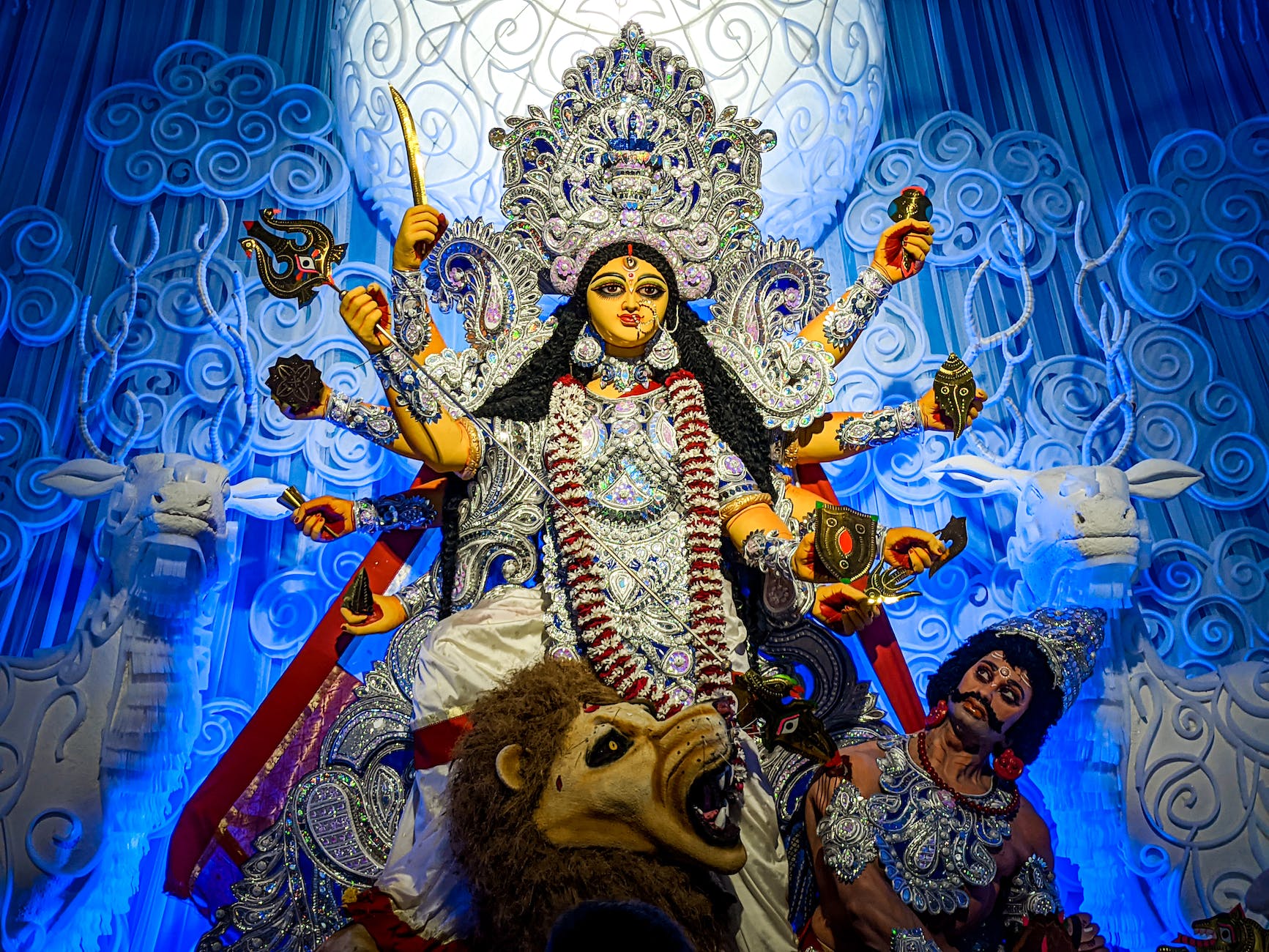statue of the durga goddess hindu deity